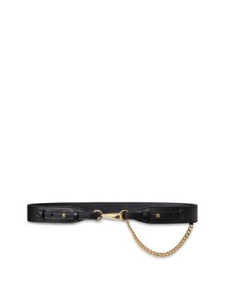 Chain Trim Leather Dog Clip Belt