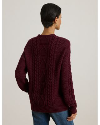 Cable Knit Cotton Crewneck Sweater