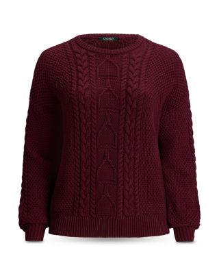 Cable Knit Cotton Crewneck Sweater