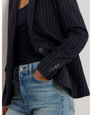 Striped Wool Blend Twill Blazer