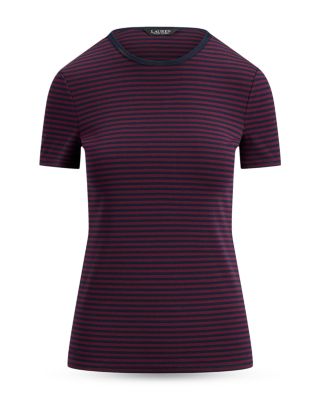 Striped Stretch Cotton Crewneck Tee