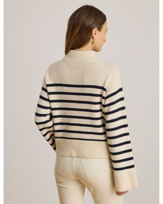 Striped Wool Blend Mockneck Sweater