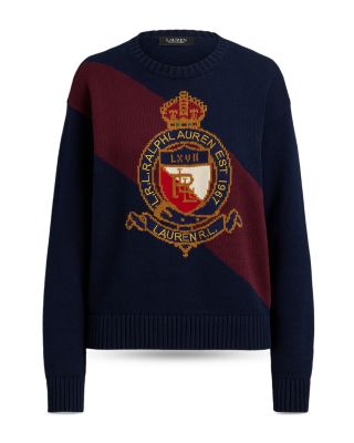 Color Blocked Crest Cotton Sweater