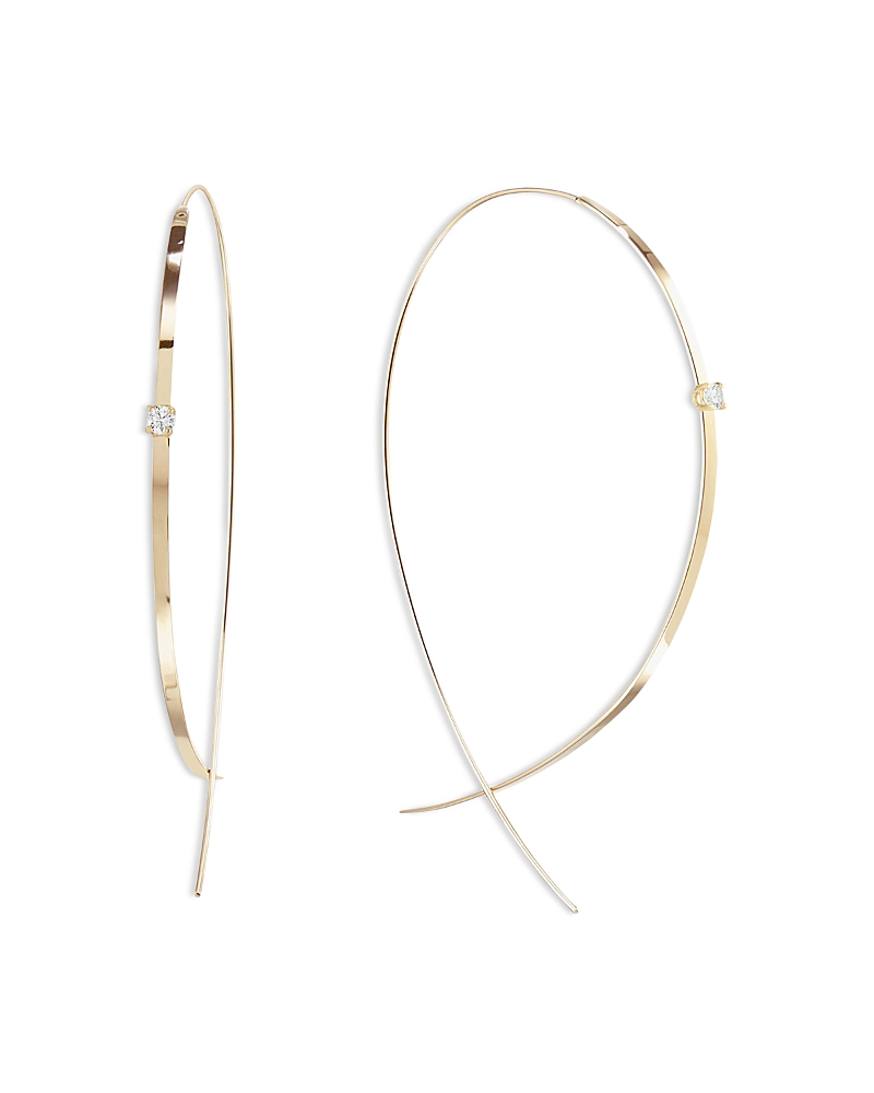 Lana Jewelry 14k Yellow Gold Diamond Upside Down Hoop Threader Earrings In Gold