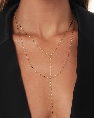 14K Gold Double Strand Blake Lariat Necklace