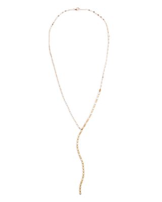 14K Yellow Gold Graduated Link Lariat Necklace, 18"