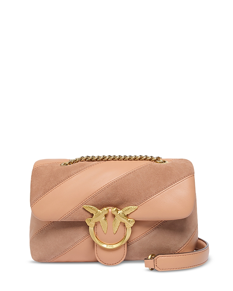 Pinko Love Puff Mini Suede & Leather Convertible Crossbody In Pink
