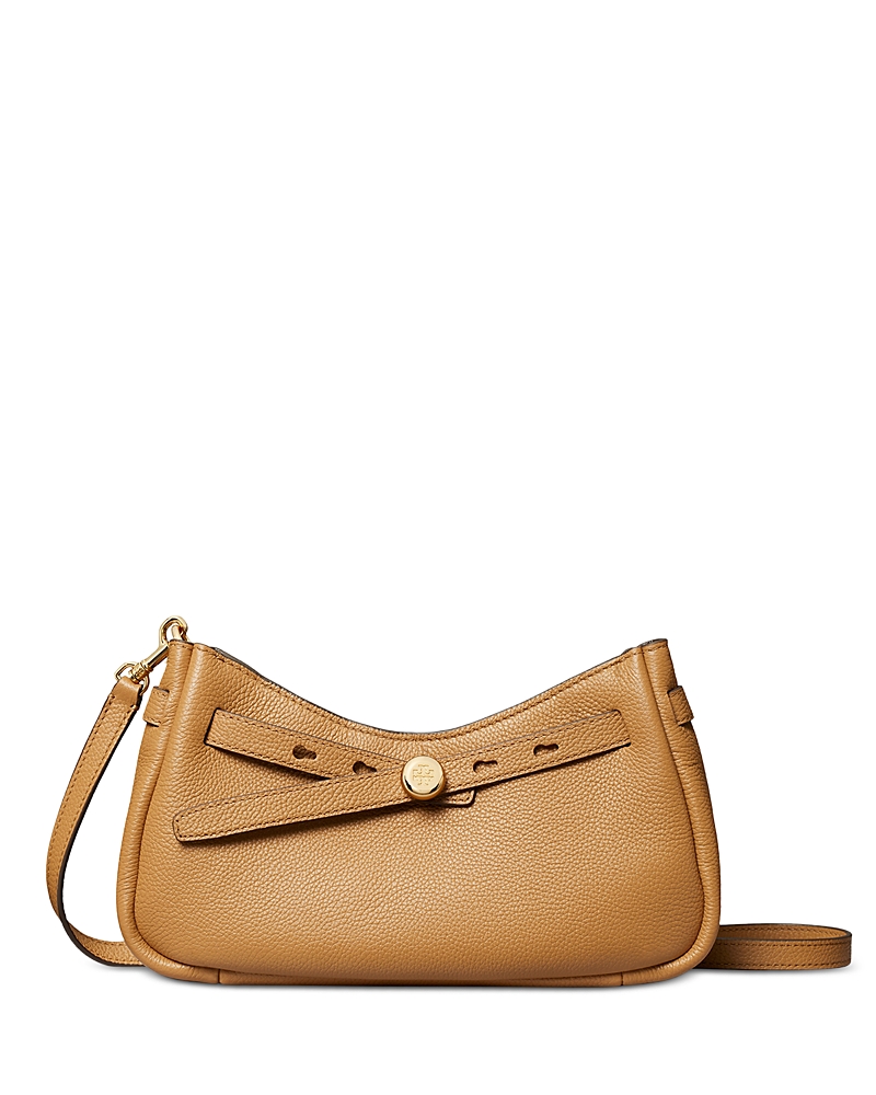 Tory Burch Romy Leather Zip Top Crossbody In Brown
