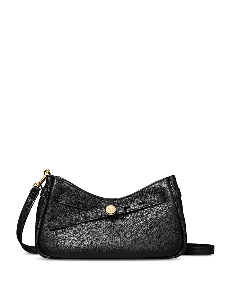Tory Burch Romy Leather Zip Top Crossbody In Black