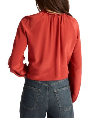 Skyla Long Sleeve Ruffle Blouse in Silk Crepe de Chine