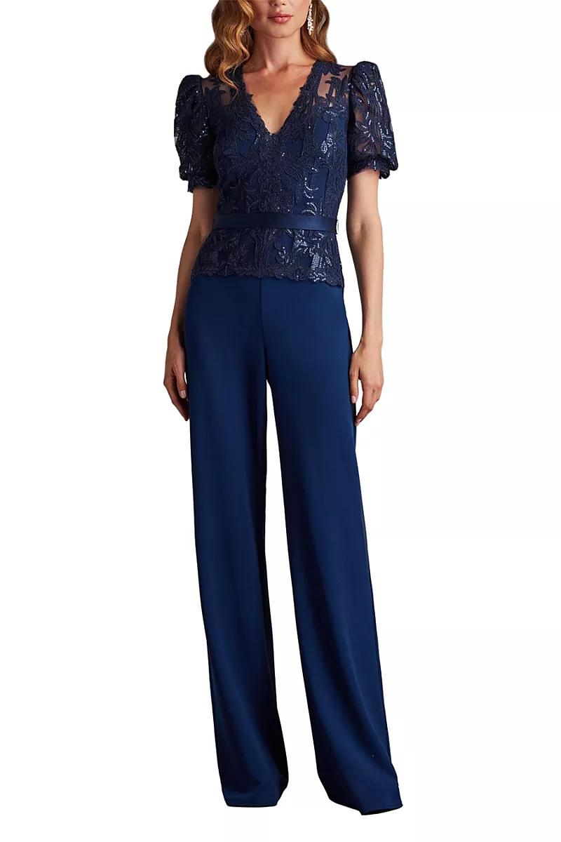 Tadashi Shoji Ziya Embellished Puff Sleeve Jumpsuit