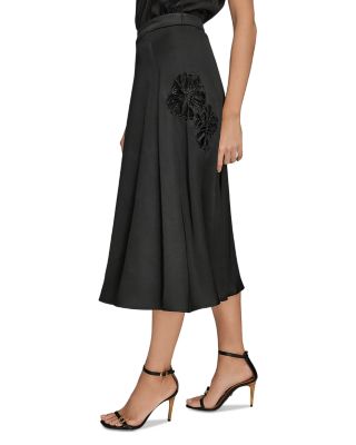 Embellished Satin Midi Skirt