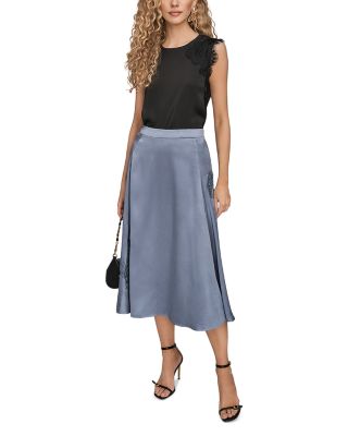 Embellished Satin Midi Skirt