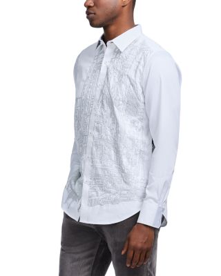 Urban Classics Printed Long Sleeve Button Front Shirt