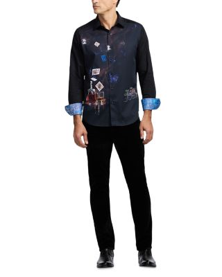 Royal Flush Printed Long Sleeve Button Front Shirt