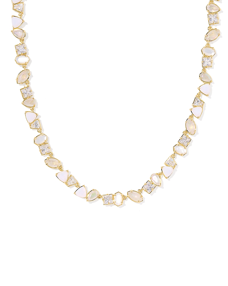 Kendra Scott Isabelle Crystal & Mother Of Pearl Tennis Necklace In Gold