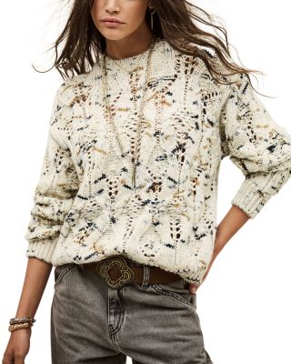 Pull Rave Wool Crewneck Cable Knit Sweater