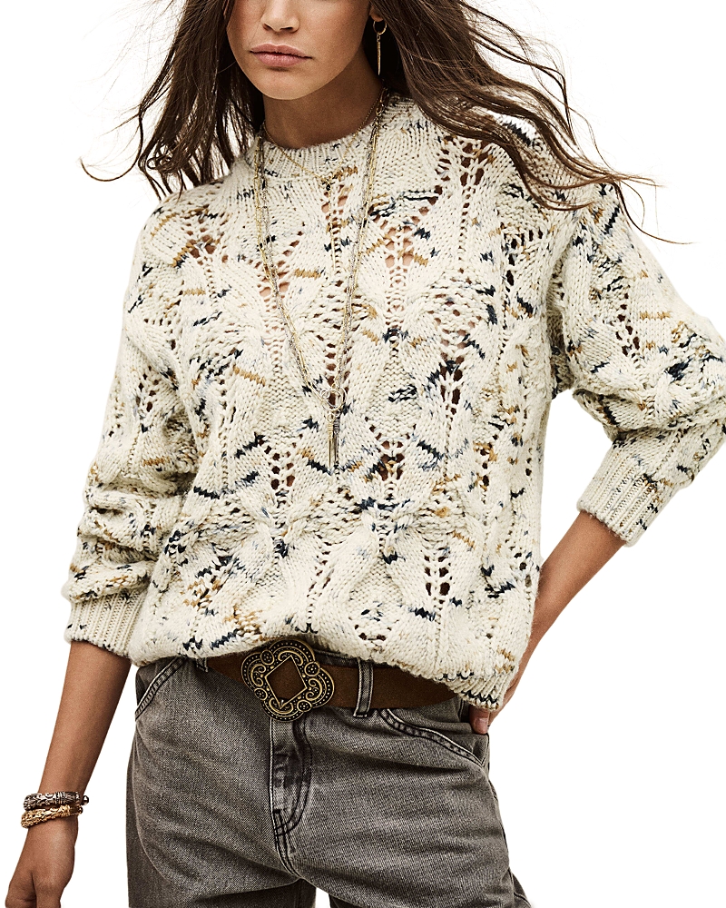 ba & sh Pull Rave Wool Crewneck Cable Knit Sweater