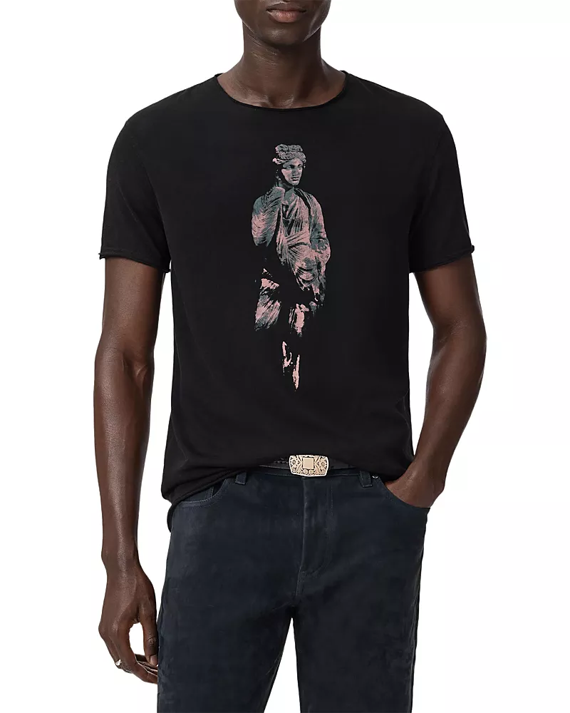John Varvatos Short Sleeve Raw Edge Graphic Tee