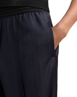 Petite Neave Waistband Pinstripe Wide Leg Pants 