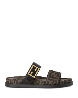 Women's Fendi Feel Leather & FF Fabric Sandals