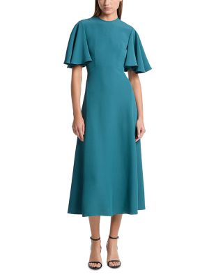 Cady Crepe Flutter Sleeve Dress