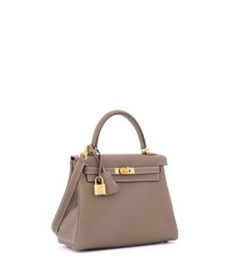 Kelly 25 Handbag Grey Togo with Gold Hardware
