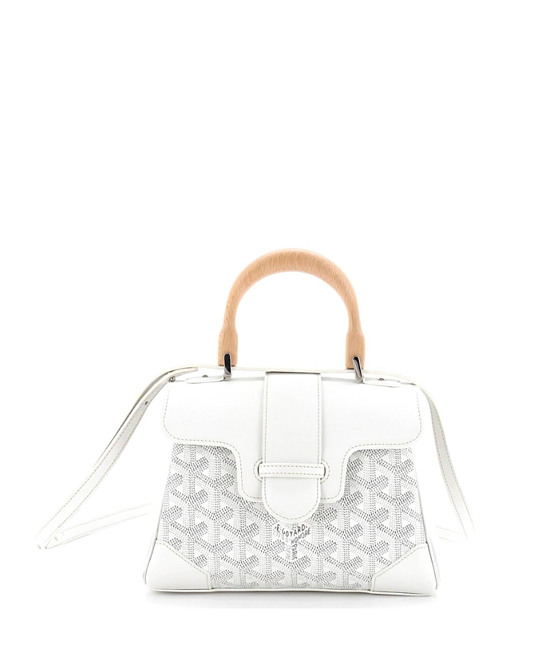 PRE-OWNED GOYARD Pre-owned Goyard Mini Saigon Top Handle Bag Coated Canvas With Leather In White