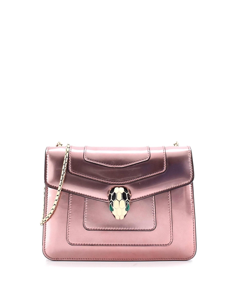 Click to view more detailed imagery on our partner's website Pre-owned Pre-owned Bvlgari Bvlgari Small Serpenti Forever Square Shoulder Bag Metallic Leather In Silver