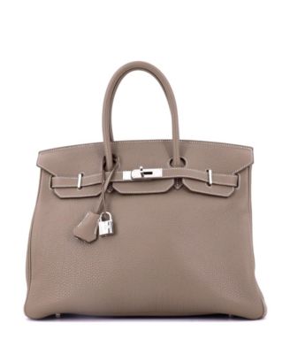 Birkin 35 Handbag Grey Togo with Palladium Hardware