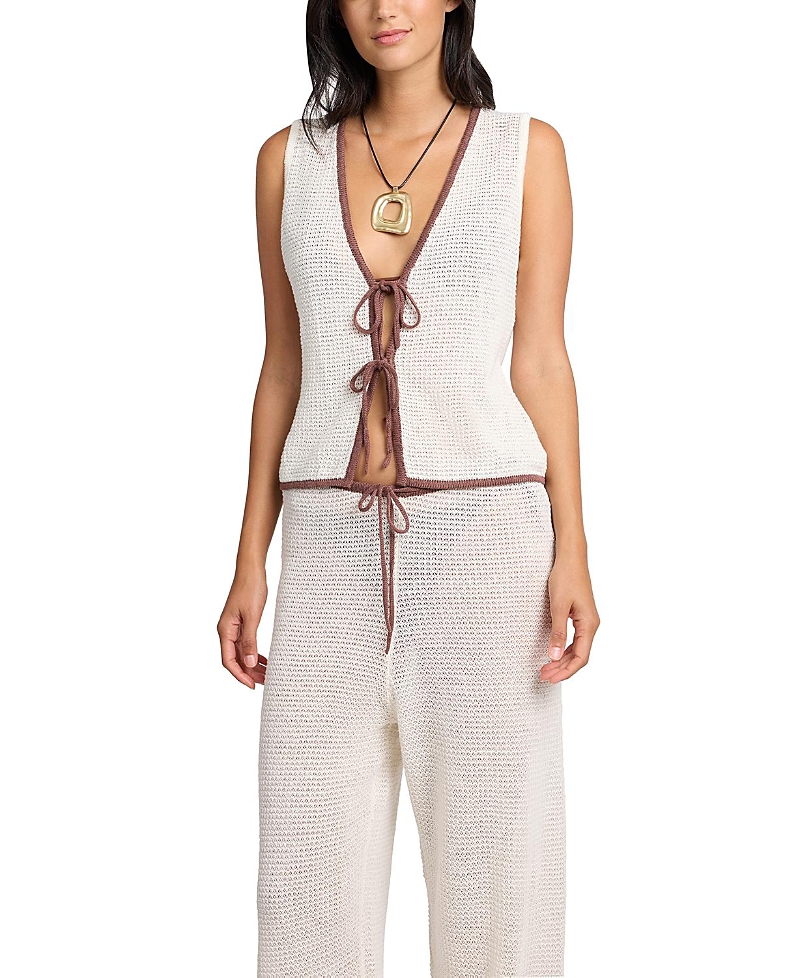 Onia Linen Knit Tie Front Tank Top In Neutral