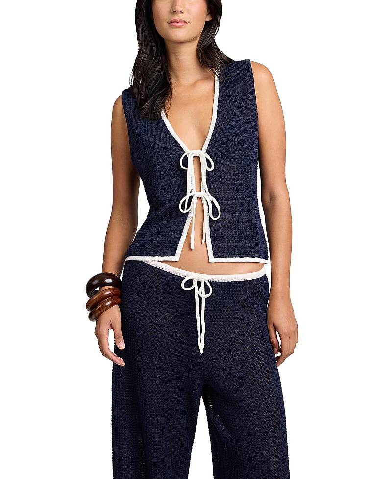 ONIA LINEN KNIT TIE FRONT TANK TOP