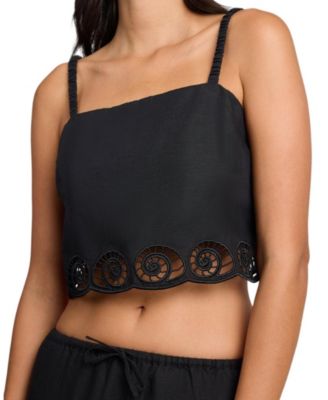  Air Linen Scallop Cropped Top