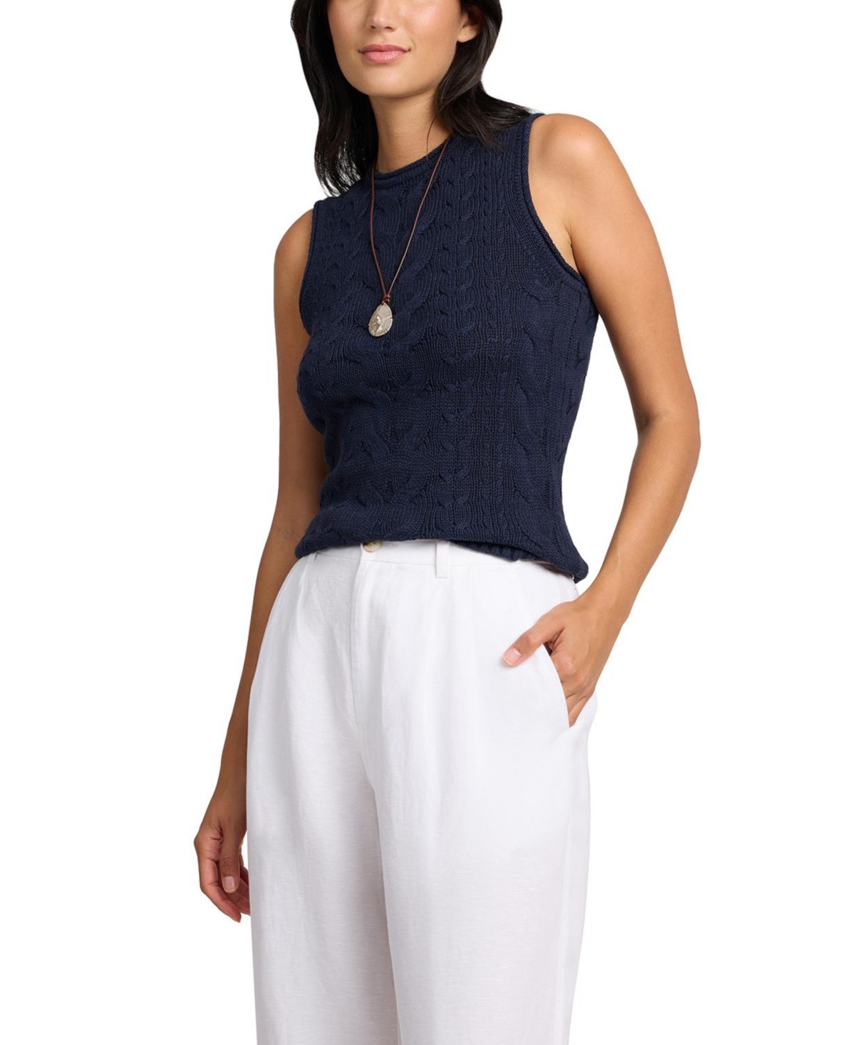 Linen Cable Knit Tank