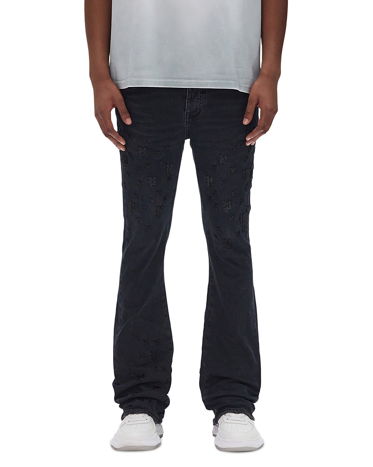 Purple Brand Flared Leg Beaded Monogram Jeans