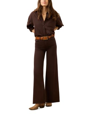 Saturday High Rise Wide Leg Jeans in Chocolate Brown