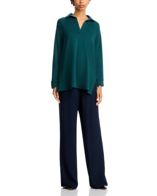 Cozy Brushed Terry Hug Henley Long Top