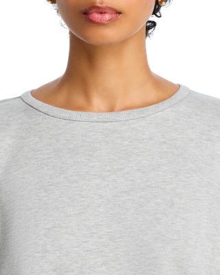 Striped Cozy Brushed Terry Round Neck Cropped Boxy Top