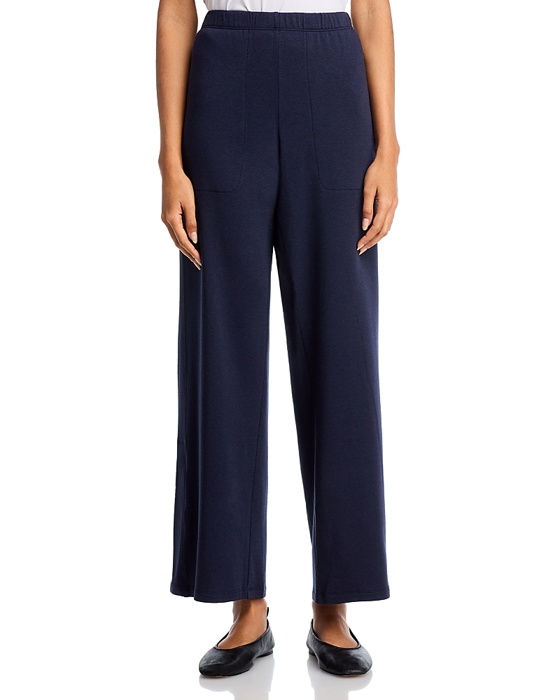 Eileen Fisher Cozy Brushed Terry Straight Pants In Blue