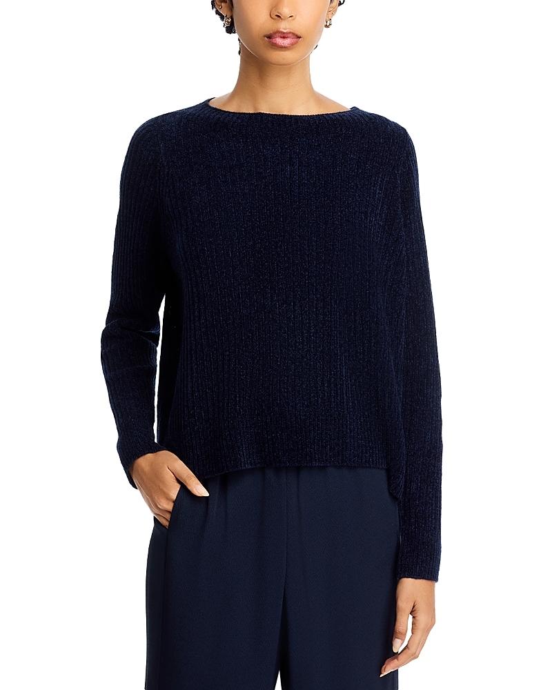 Eileen Fisher Chenille Blend Square Armhole Sweater In Blue
