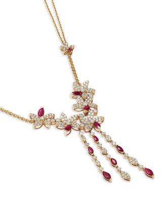 Ruby & Diamond Statement Necklace in 14K Yellow Gold
