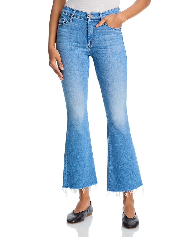 Mother Lil Weekender Fray Mid Rise Flare Leg Jeans in Satisfy Your Cravings