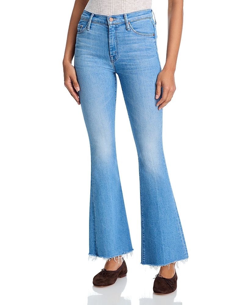 Mother The Weekender Fray Mid Rise Flare Leg Jeans in Satisfy Your Cravings