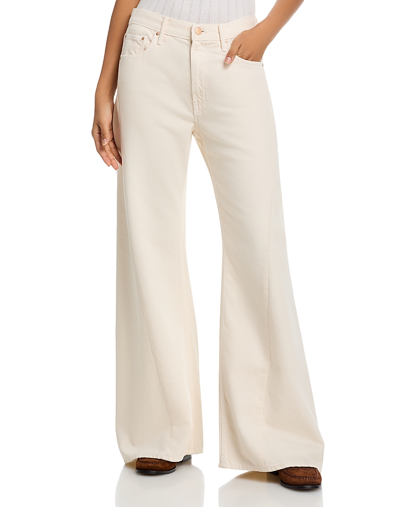 Mother The Lemon Twist Sneak High Rise Wide Jeans in Nat Natural