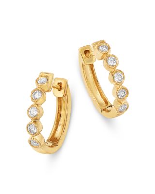 Diamond Huggie Hoop Earrings in 14K Yellow Gold, 0.40 tcw
