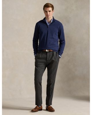 Luxury Double Knit Jacquard Quarter Zip Pullover