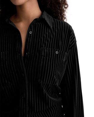 Flocked Velvet Striped Shirt