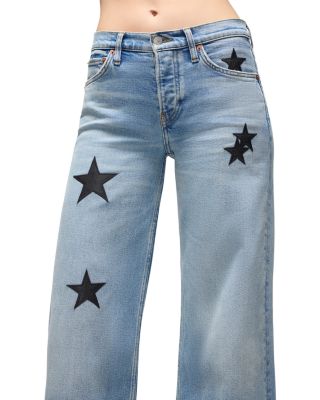 Mid Rise Wide Leg Jeans in Opal Indigo Star