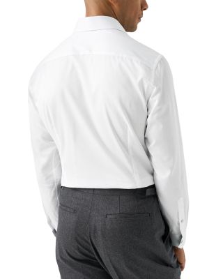 Signature Twill Solid Slim Fit Dress Shirt with Floral Detail