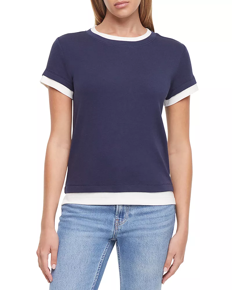Three Dots Veronica Layered Short Sleeve Tee